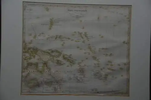 Landkarte Polynesien, Kupferstich koloriert, Perthes 1852, Antique map