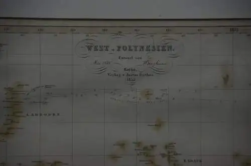 Landkarte Polynesien, Kupferstich koloriert, Perthes 1852, Antique map