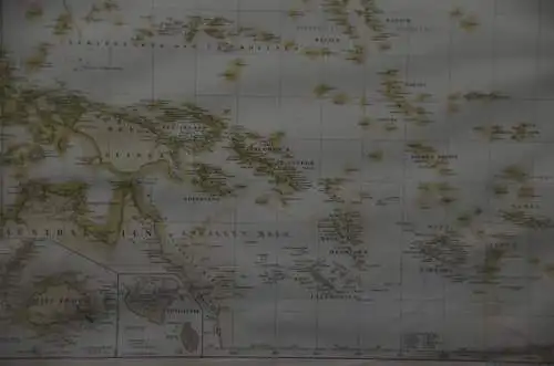 Landkarte Polynesien, Kupferstich koloriert, Perthes 1852, Antique map