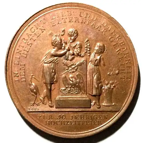 Medaille zur Goldenen Hochzeit von Alexander Gontard und Maria Cäcilia