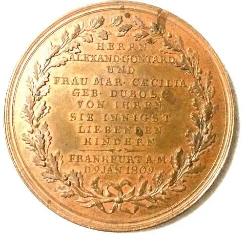 Medaille zur Goldenen Hochzeit von Alexander Gontard und Maria Cäcilia