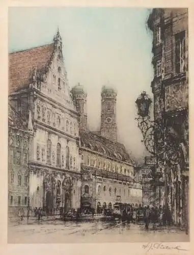 Original-Radierung München - Kirche St. Michael, von Fred Joachim Dietrich