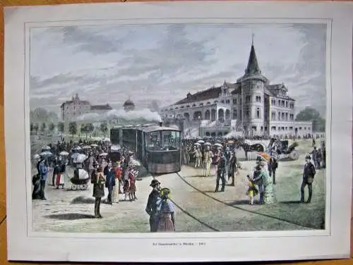 Colorierter Holzstichbez. „Der Löwenbräukeller in München 1885“