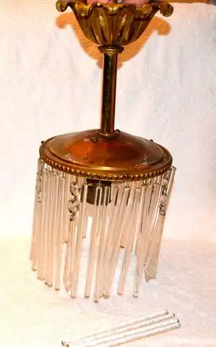 Deckenlampe,Messing ,mit Glasstäben,um 1900