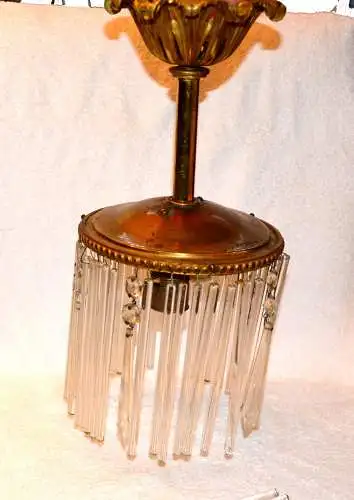 Deckenlampe,Messing ,mit Glasstäben,um 1900