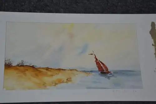 Aquarell, Segelboot, R. Meister, 1984 sign. dat.