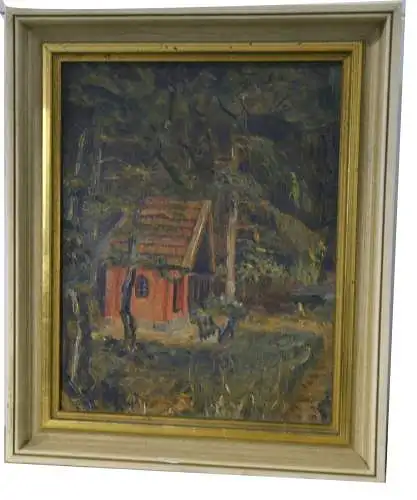 Gemälde,Öl a.Leinwand,"Hexenhäusl" um 1900, nicht signiert,gerahmt