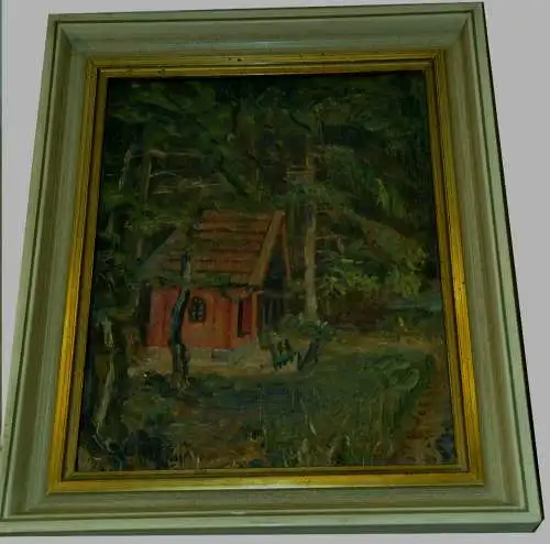 Gemälde,Öl a.Leinwand,"Hexenhäusl" um 1900, nicht signiert,gerahmt