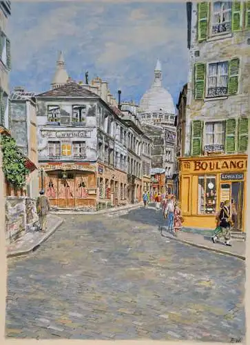 Aquarell/Gouache,Papier,Monogr. F.W.,Restaurant Le Consulat,Paris Montmartre1950