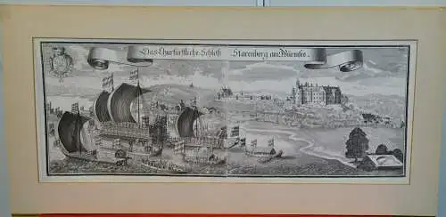 Kupferstich,Das Churfürstliche Schloß Starenberg am Würmsee,schwarz/weiß,19.Jhdt