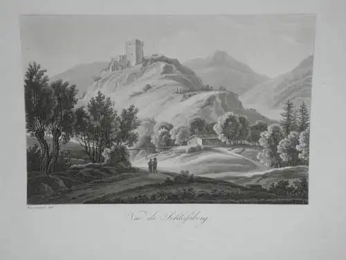 Aquatintablatt, Blick auf Schloßberg, etwa 1840