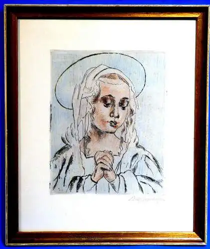 Radierung, handkoloriert,  Maria Mutter Gottes, sign. B. Mayberg?