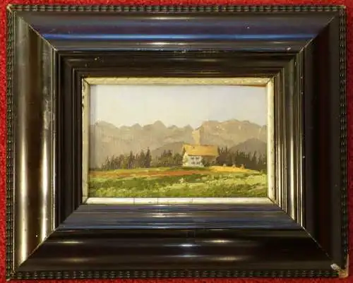Gemälde,Ölbild, auf Leinwand,Bauernhaus in den Bergen,gerahmt,um 1900