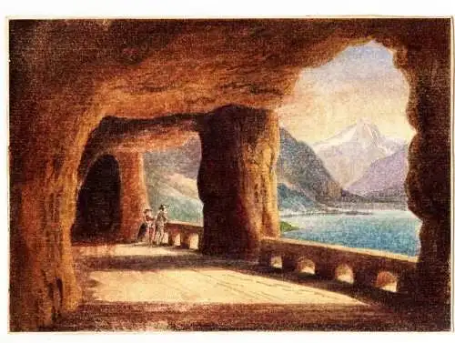 Tempera,Axenstrasse,Vierwaldstättersee,Bristenstock,ca 1860