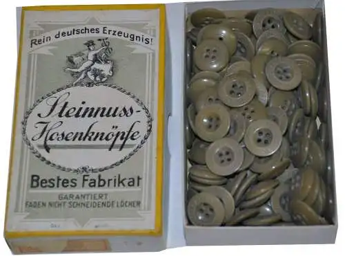 Originale Verpackung,Steinnuss Hosenknöpfe,wohl 1930,Papier/Karton