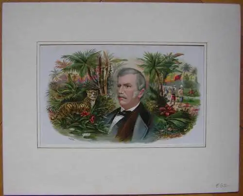 Dekorative alte Zigarren-Werbung im Passepartout 30 x 24 cm Ende 19.Jhdt.