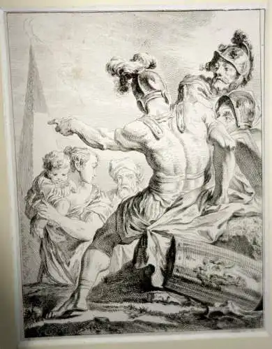 Kupferstich,Johann Georg Will nach Charles Parrocel,19.Jhdt,rastende Krieger
