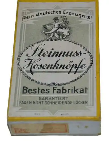 Originale Verpackung,Steinnuss Hosenknöpfe,wohl 1930,Papier/Karton