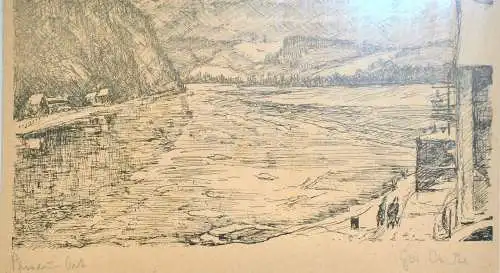Lithografie,Passau, Ort,signiert,gerahmt