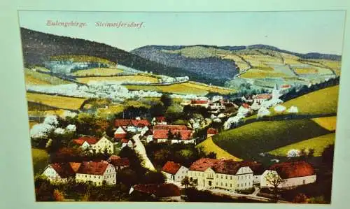 Fotografie,koloriert,gerahmt, Eulengebirge,Steinseiferdorf,Schlesien/Polen,1930