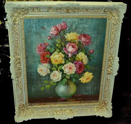 Gemälde Öl a.Leinwand,Blumenbild,unles. signiert,Stuckrahmen,wohl 20. Jhdt