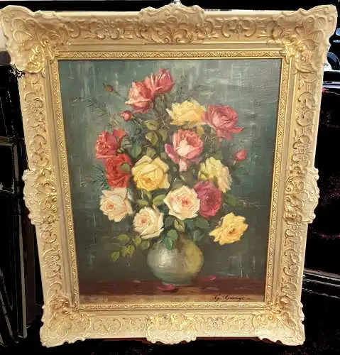 Gemälde Öl a.Leinwand,Blumenbild,unles. signiert,Stuckrahmen,wohl 20. Jhdt