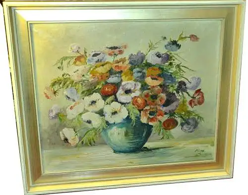 Ölgemälde,Leinwand,sign. Mige, München,Anemonen in einer Vase