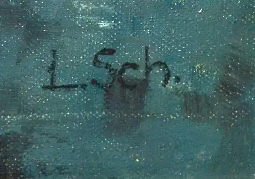 Ölbild,Fischerhafen,Monogr. L.Sch. öl auf Leinwand,gerahmt