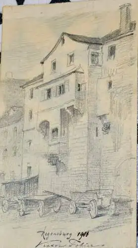 Bleistiftzeichnung,Victor Tobler,Regensburg 1906