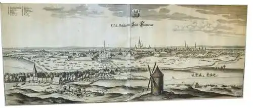 Kupferstich von 1654 mit dem Titel „F. B. L.Residenz Stadt Hannover“, Merian