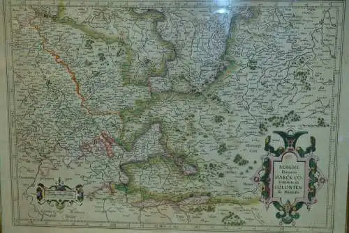 Kupferstich Landkarte, Herzogtum Berg,Grafschaft Marck,Mercator, Hondius,gerahmt