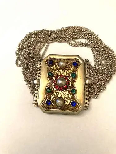 Antike Kropfkette / Trachten Collier aus teilvergoldetem Silber ,München um 1900