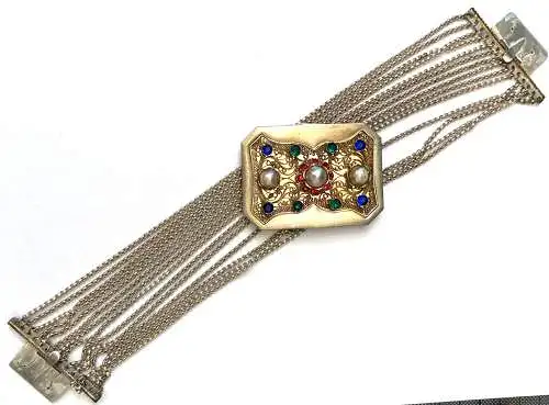 Antike Kropfkette / Trachten Collier aus teilvergoldetem Silber ,München um 1900