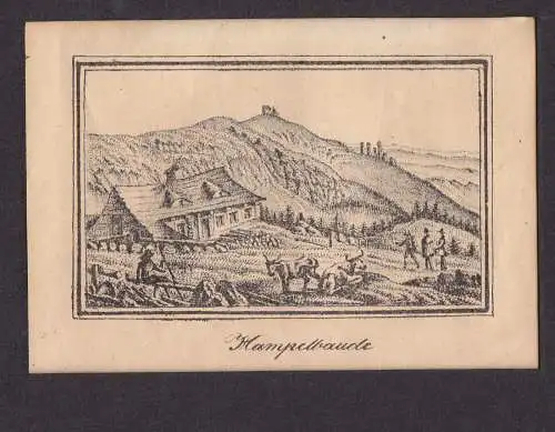 Lithografie,Hampelbaude,Schlesien  frühes 19.Jhdt, seltene Darstellung