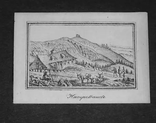 Lithografie,Hampelbaude,Schlesien  frühes 19.Jhdt, seltene Darstellung