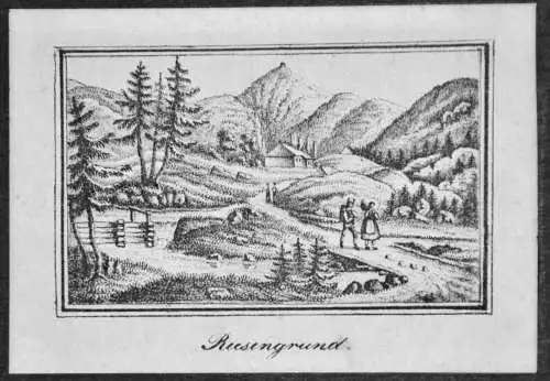 Lithografie, Riesengrund,Schlesien  frühes 19.Jhdt, seltene Darstellung