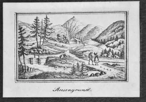 Lithografie, Riesengrund,Schlesien  frühes 19.Jhdt, seltene Darstellung