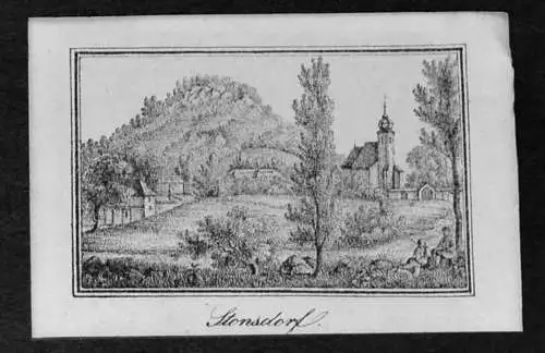 Lithografie, Stonsdorf,Schlesien  frühes 19.Jhdt, seltene Darstellung