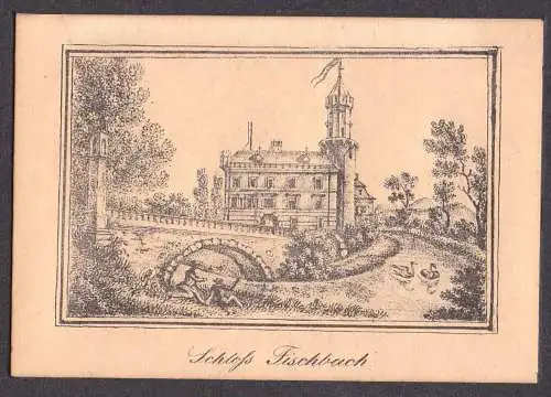 Lithografie, SchlossFischbach,Schlesien  frühes 19.Jhdt, seltene Darstellung