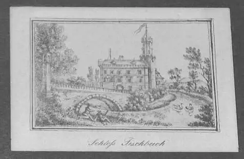 Lithografie, SchlossFischbach,Schlesien  frühes 19.Jhdt, seltene Darstellung