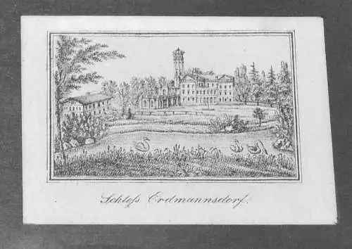 Lithografie, Schloss Erdmannsdorf,Schlesien  frühes 19.Jhdt, seltene Darstellung