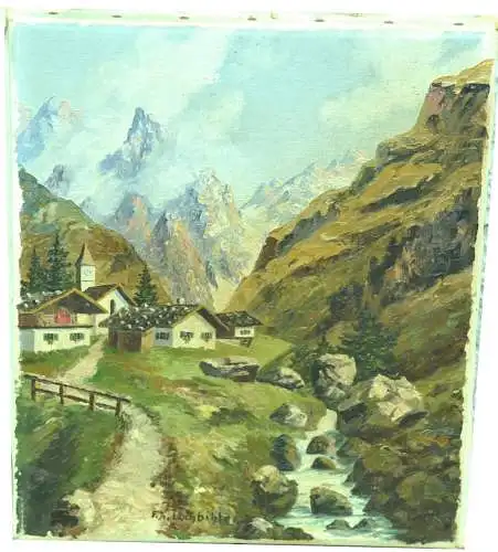 Gemälde, Öl Leinwand ,alpenländische Landschaft, sign.: F.X. Lochbichler