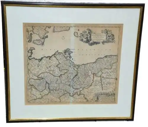 Kolorierte Landkarte, Brandenburg - Pomerania (Pommern) by Frederik De Wit,1680