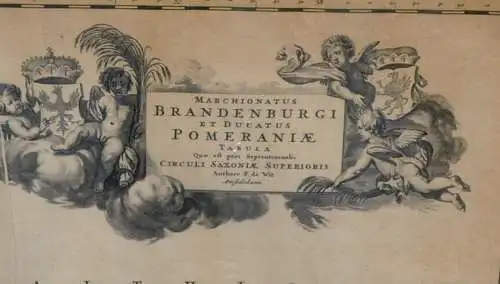 Kolorierte Landkarte, Brandenburg - Pomerania (Pommern) by Frederik De Wit,1680