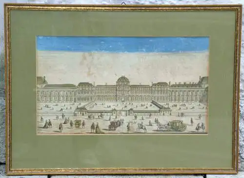 Kupferstich,Louvre Paris,18.Jhdt,gerahmt