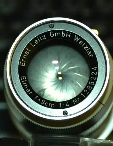 Objektiv,Ernst Leitz Wetzlar,Elmar f= 9cm,1:4  Nr.1285224