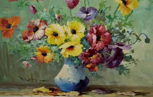 Blumenbild,Öl auf Leinwand,gerahmt,signiert,ca.1950