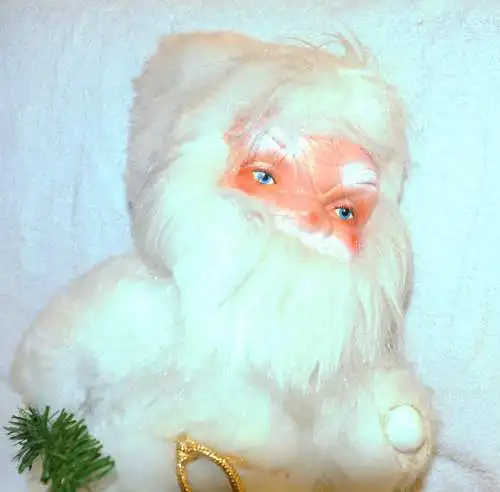 Weihnachtsmann, ca.1970, weißer Mantel, Kunststoffkopf