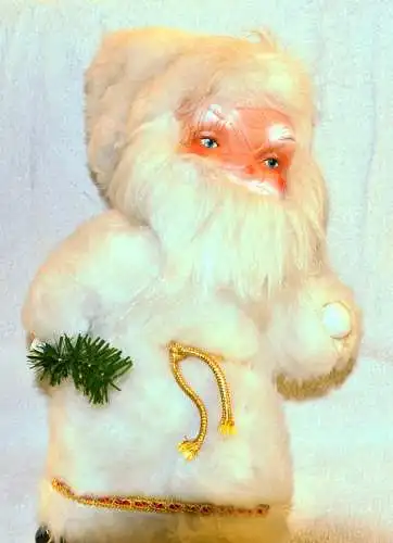 Weihnachtsmann, ca.1970, weißer Mantel, Kunststoffkopf