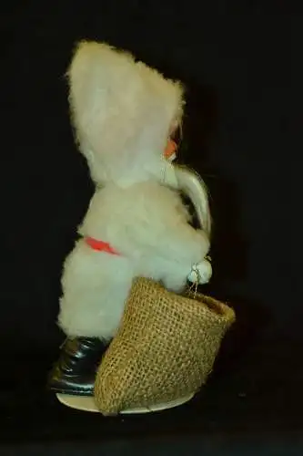 Nikolaus Figur,Kunststoff, Mitte des 20. Jhdt. weißer Mantel,leerer Sack19 cm